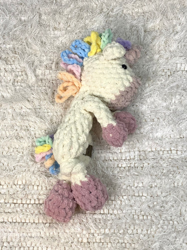 Handmade Crochet Luna the Mini Unicorn Snuggler/Lovey