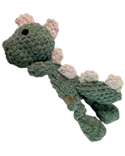 Handmade Dozer the Dino Mini Knotted Lovey Security Snuggler Shower Gift