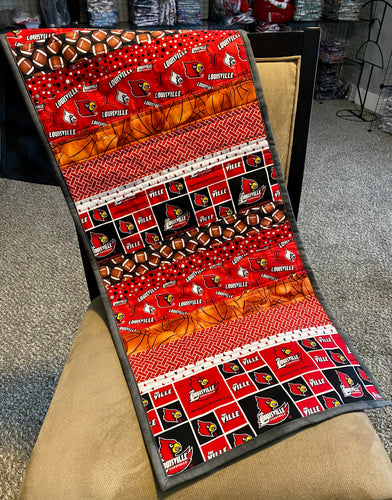 Handmade Quilted University of Louisville Cardinals Table Runner